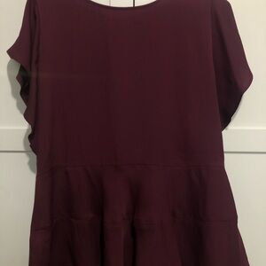 loft burgundy peplum blouse